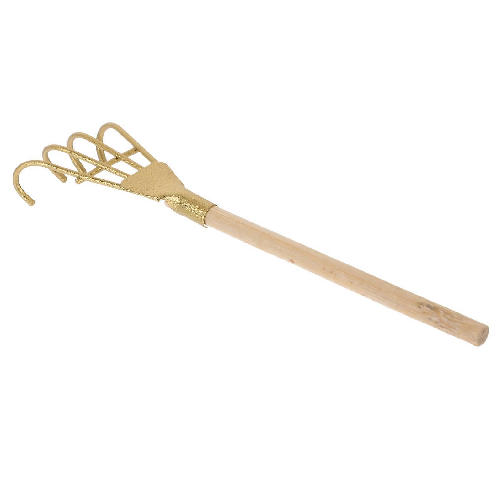 Iron Rake Tool for Gardening Mini Sand Rake with Wood Handle