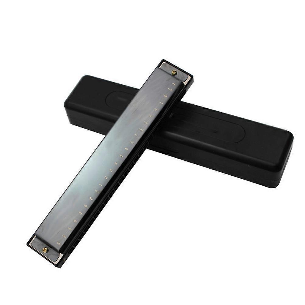 Polyphonic Harmonica Music Instrument for Beginner 24 Hole Black ABS 1Pack