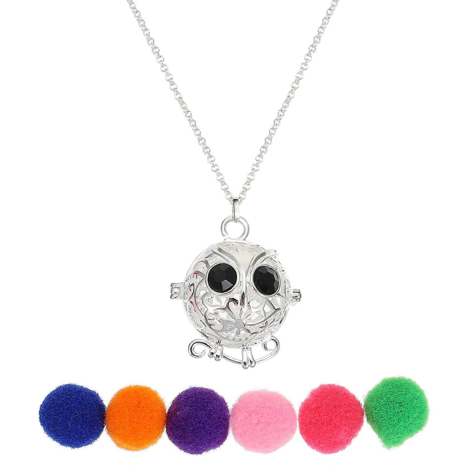 Aromatherapy Pendant Owl Modeling Essential Oil Necklace Diffuser 1Set