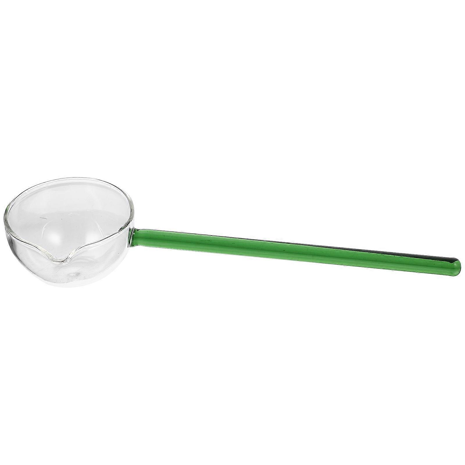 Glass Spoon Creative Stirring Scoop for Kitchen Use with Light Green Handle