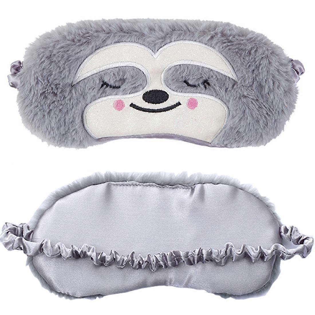Plush Sloth Sleeping Mask with Mulberry Silk Inner for Effective Light Blocking and Travel