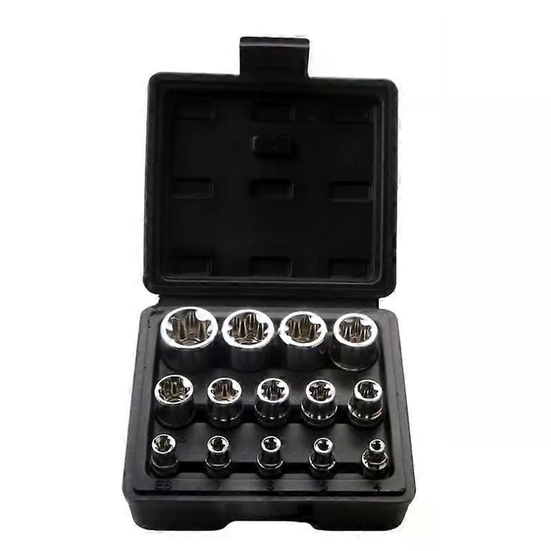 14PCS Female E Star Torx Socket Set E4-E24 External Hex Socket Insert Nut Versatility Combination Sockets