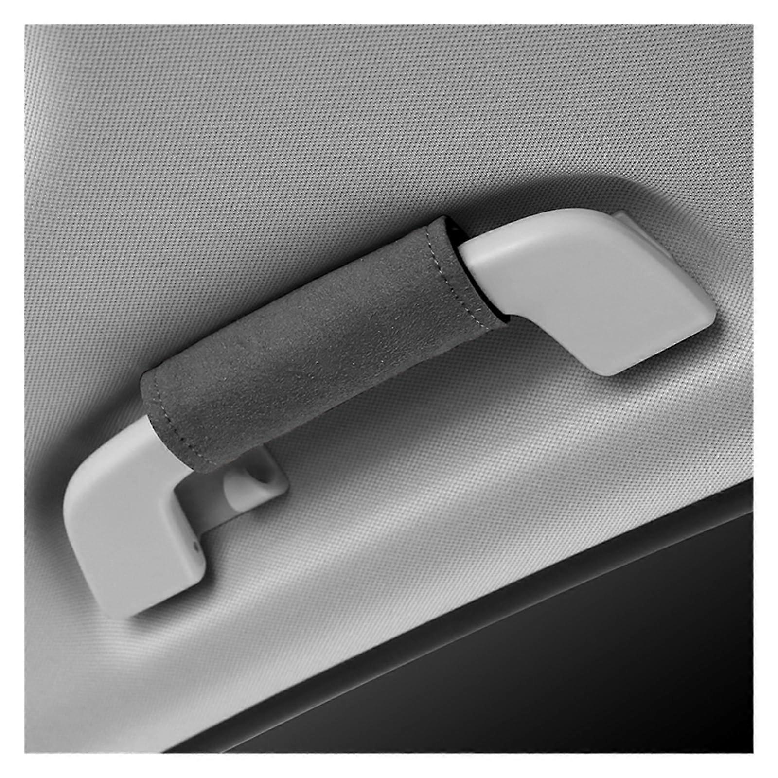Car Door Handle Cover Grey Imitation Suede Soft Grip Protector for Interior Upgrade
