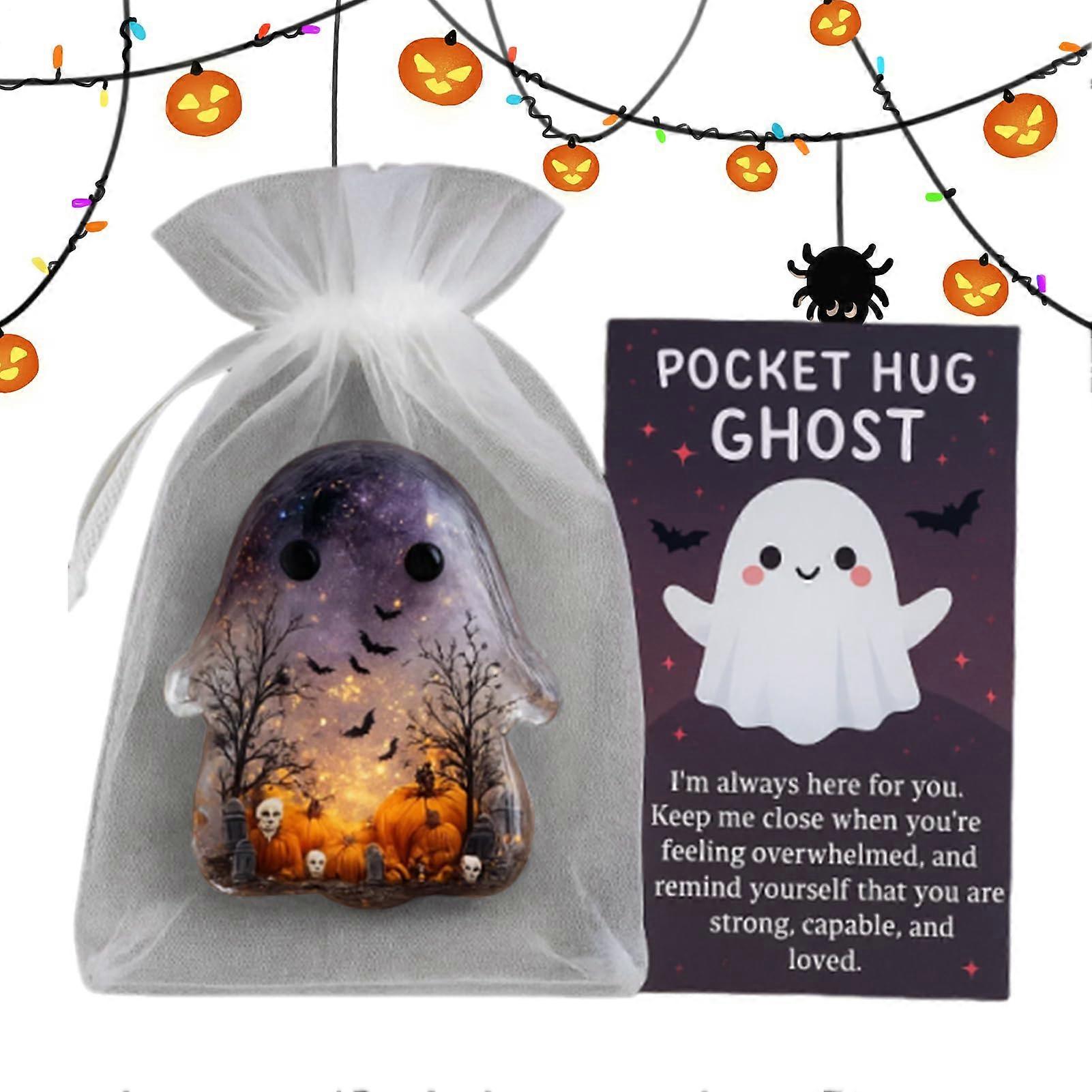 Pocket Ghost Card with Charming Design and Stress Relief Message for Halloween Greeting