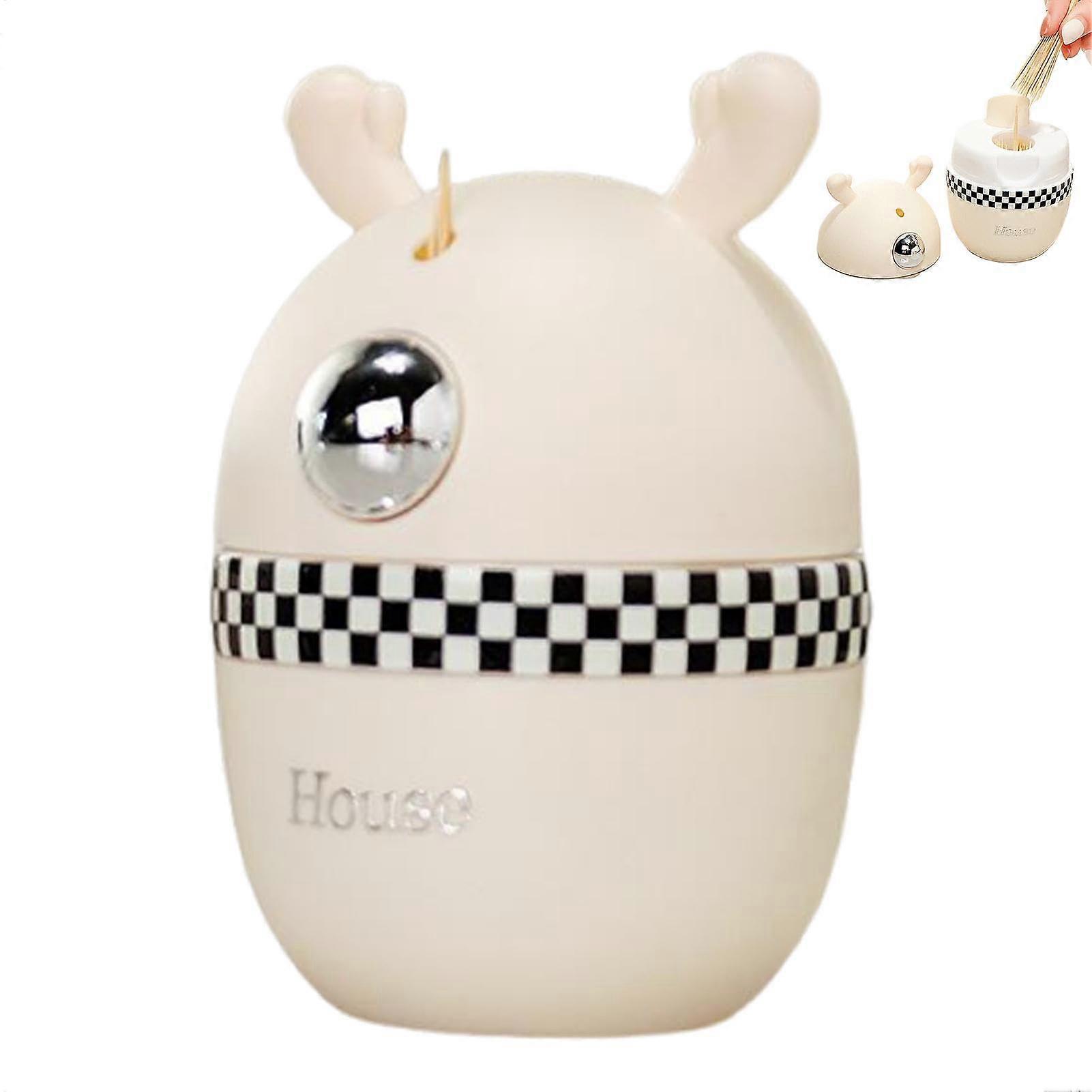Decorative Tooth Holder Cartoon Deer Shape with Automatic Tooth Dispenser Plaid Design