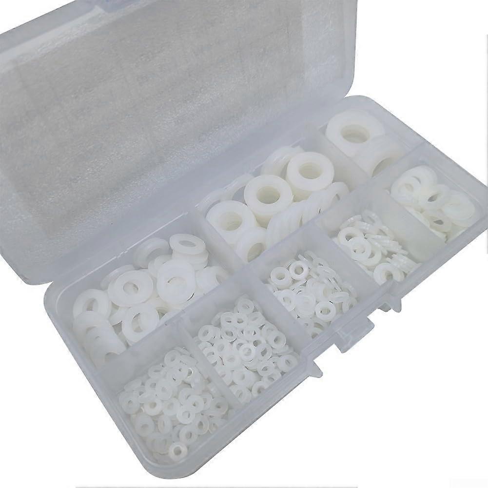 500 Piece Nylon Washer Assortment Kit with Multiple Size Options and Clear Storage Box