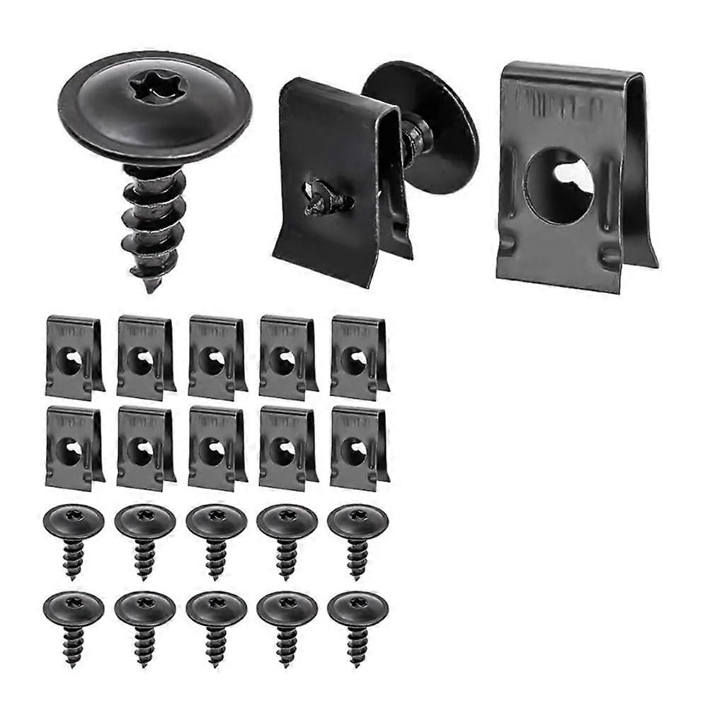 100pcs Self Tapping Screws and U Type Metal Clips Rust Proof Fastener Kit for Car Motorcycle