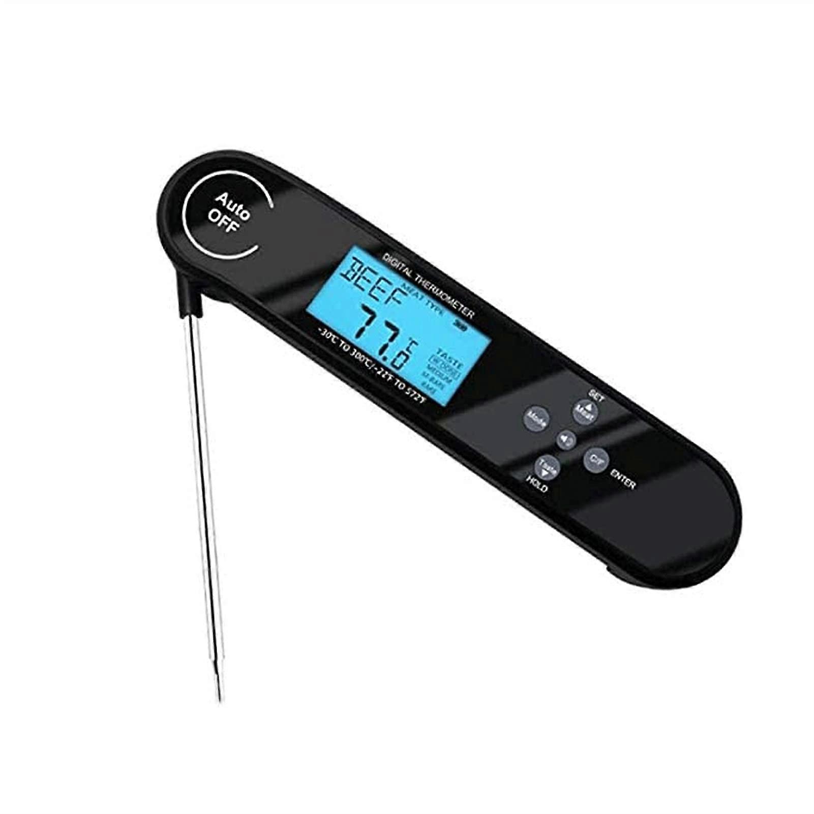 Digital Meat Thermometer Waterproof Instant Read with Backlight LCD, Foldable Probe for BBQ Grill Baking