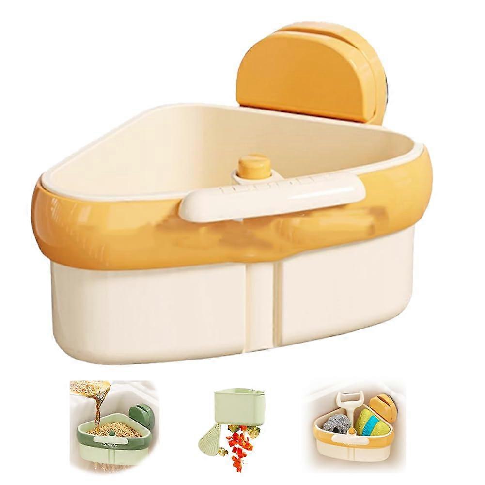 Triangular Sink Strainer Basket Yellow – SpaceSaving Corner Kitchen Drain Filter for Food Catching