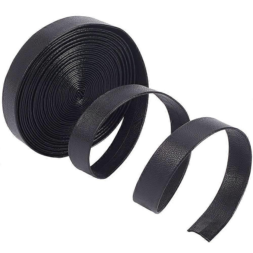 5M Folding PU Leather Flat Cord Black 15x1mm 5.47 Yards(5m)/bundle