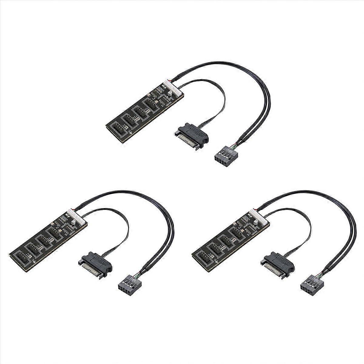 9Pin USB Header Splitter with SATA Power Cable, Internal USB Hub