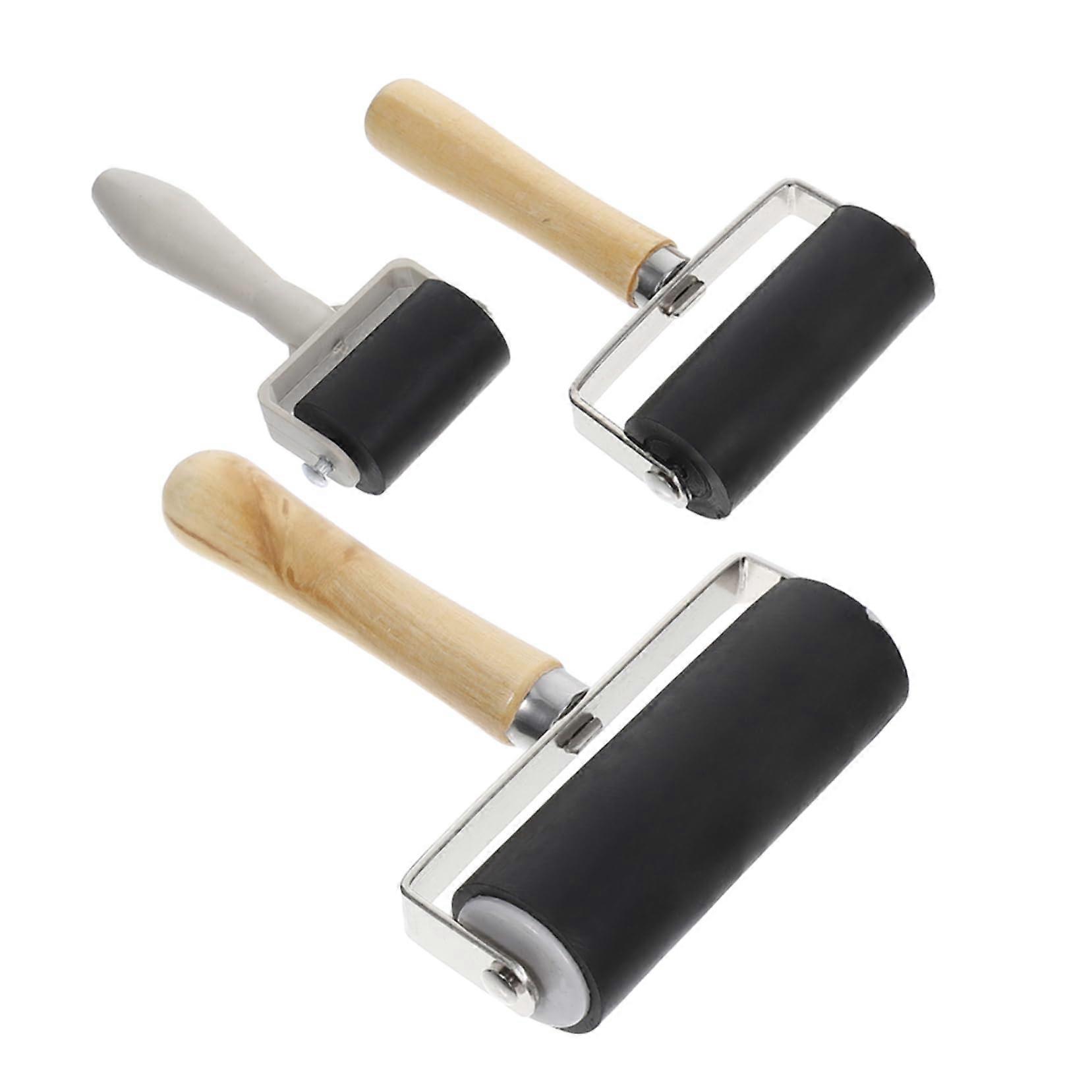 Printmaking Brayer 3pcs Rubber Ink Roller Set for Crafts Stamping Smooth Even Application