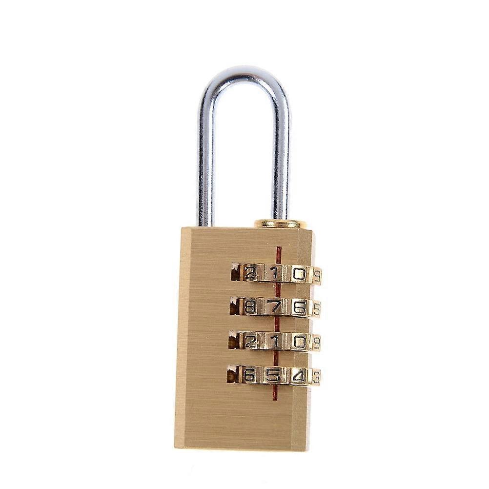 Mini Brass 4Digit Combination Padlock, Resettable Code for Travel, Luggage and Door Security