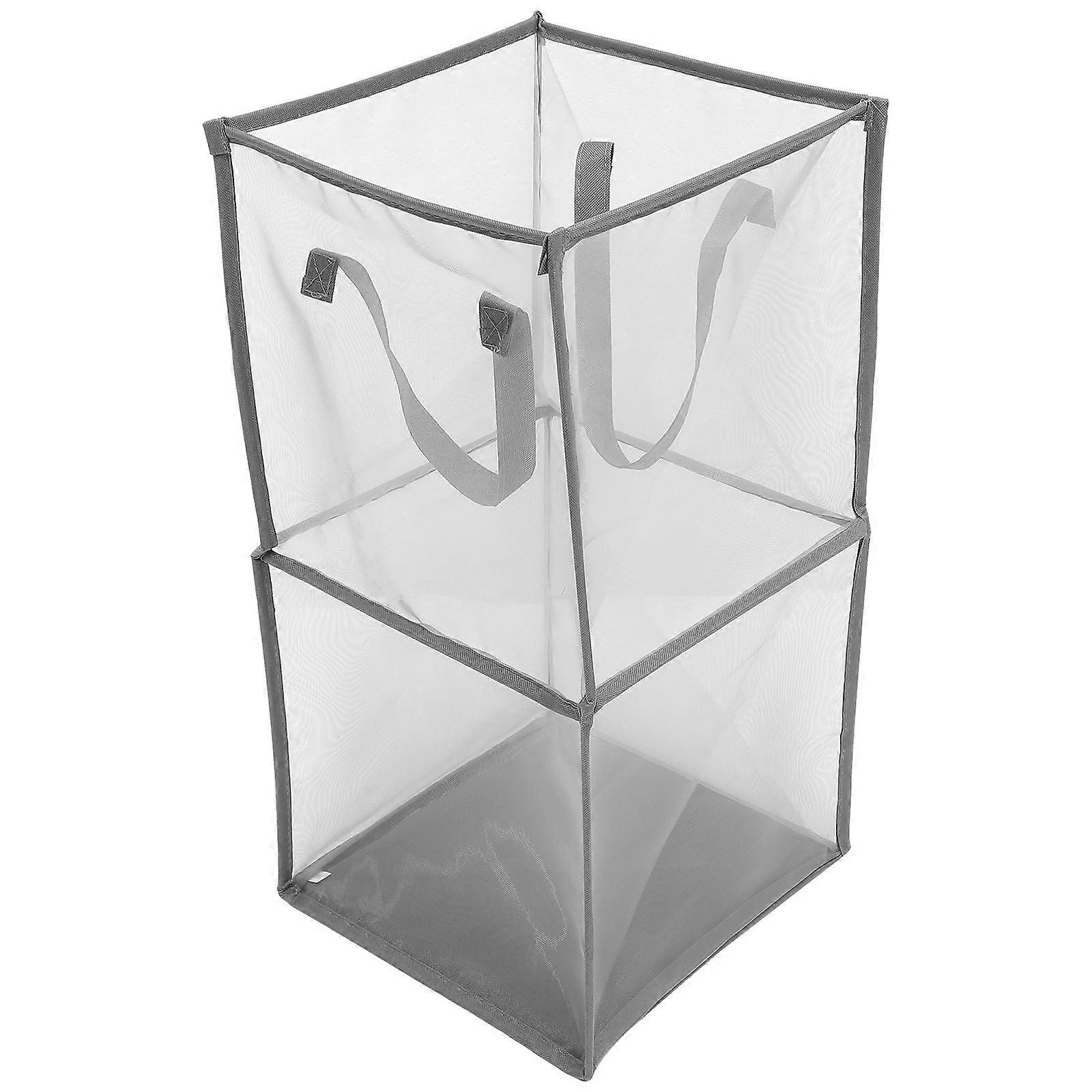 Laundry Hamper Grey Polyester Foldable Design for Nursery 1Set