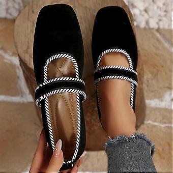 Willtoo dameballetsko med firkantet tå og ankelrem – Komfortable slip-on, elegante og afslappede ruskindssko, skridsikre gåsko