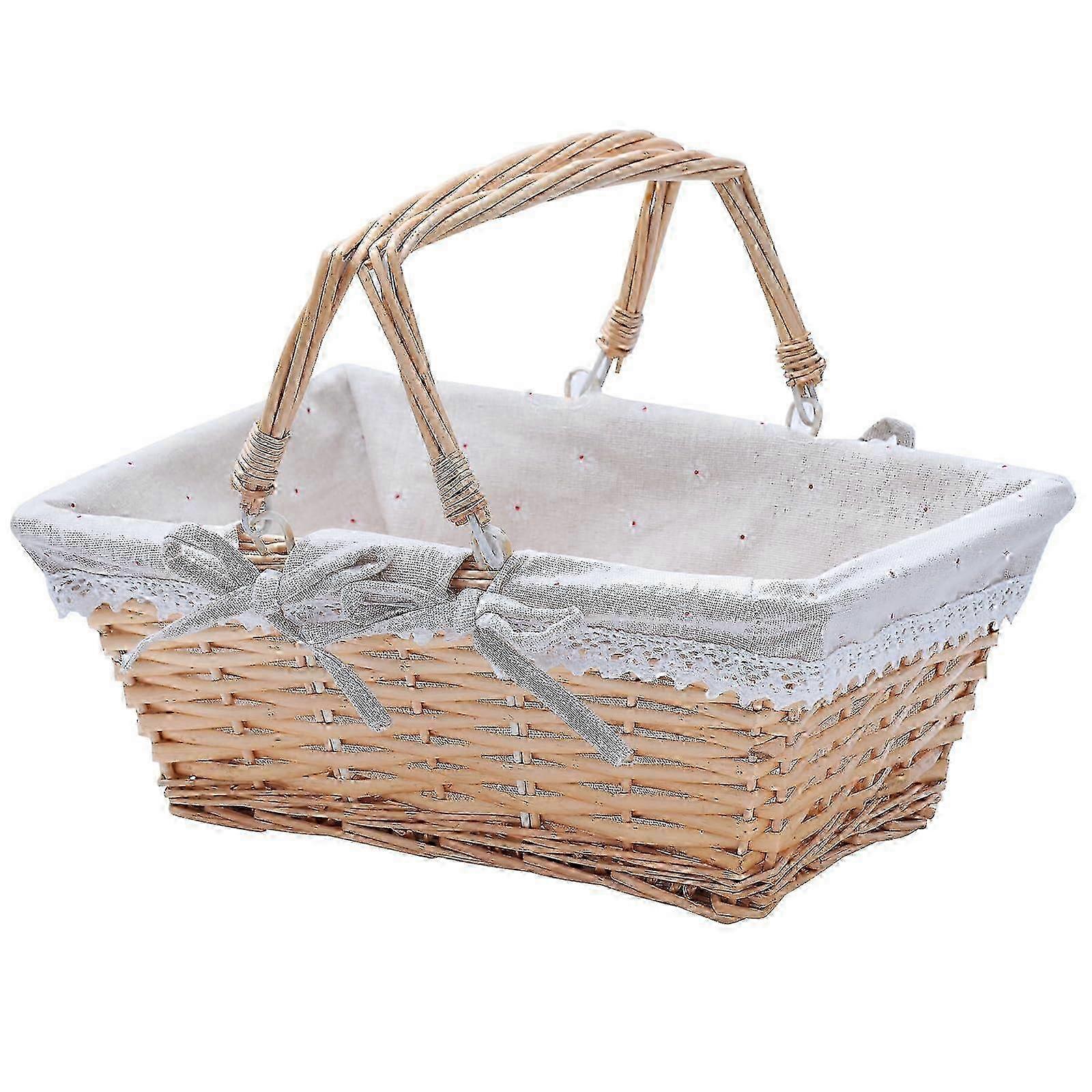 Wicker picnic basket Easter basket Primer Hand Woven Rectangular Wicker Gift Basket