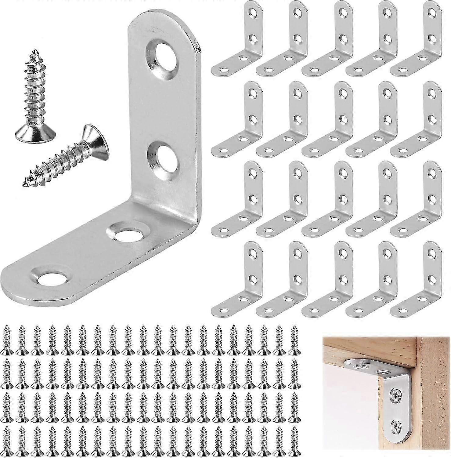20Pcs Rustproof 50x50mm L Bracket for DIY Construction