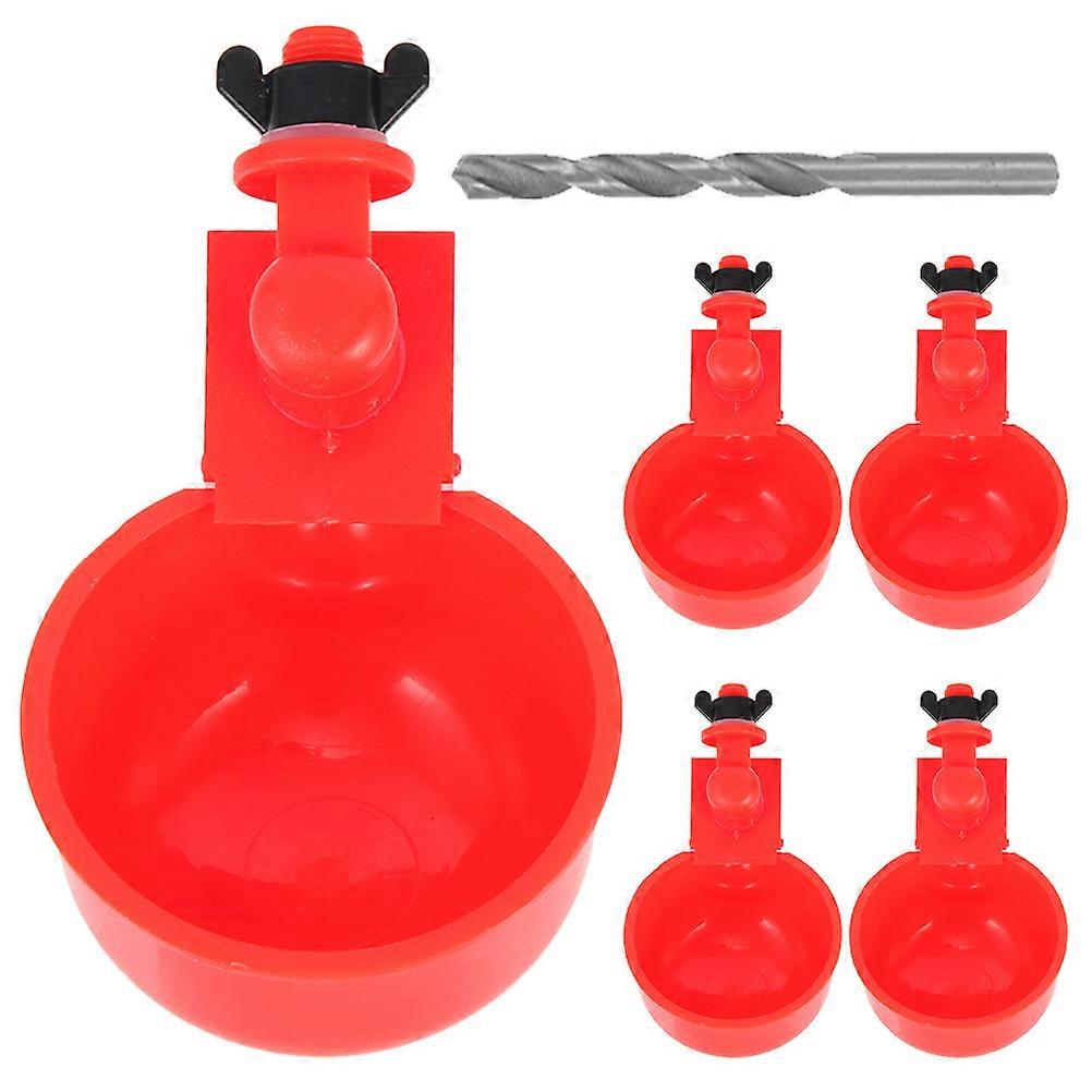 Red Plastic Chicken Waterer Automatic Water Feeder for 1Set