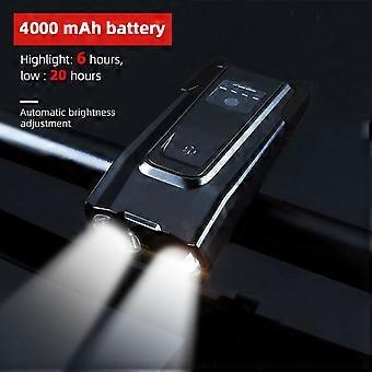 4000mah Smart Induction Bicycle Front Light Set Usb Rechargeable 800 Lumen Led Head Light With Horn Bike Lamp Cycling Flashlight