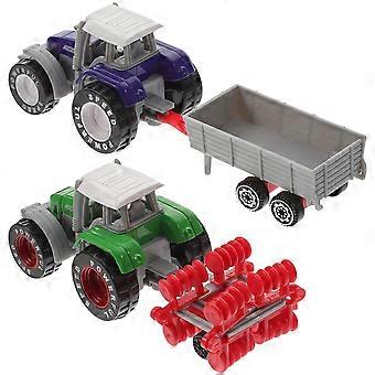 2pcs Plastic Truck Toy Tractor Toy Boys Truck Model Lifelike Container Tractor Toy Model