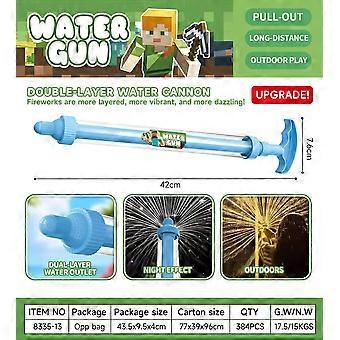 Wasserpistole für Jungen, Mädchen und Kleinkinder, Sommerparty-Mitbringsel für Pool, Strand und Wasserschlachten, 1 Stück Minecraft Doppeldecker-Feuerwerk