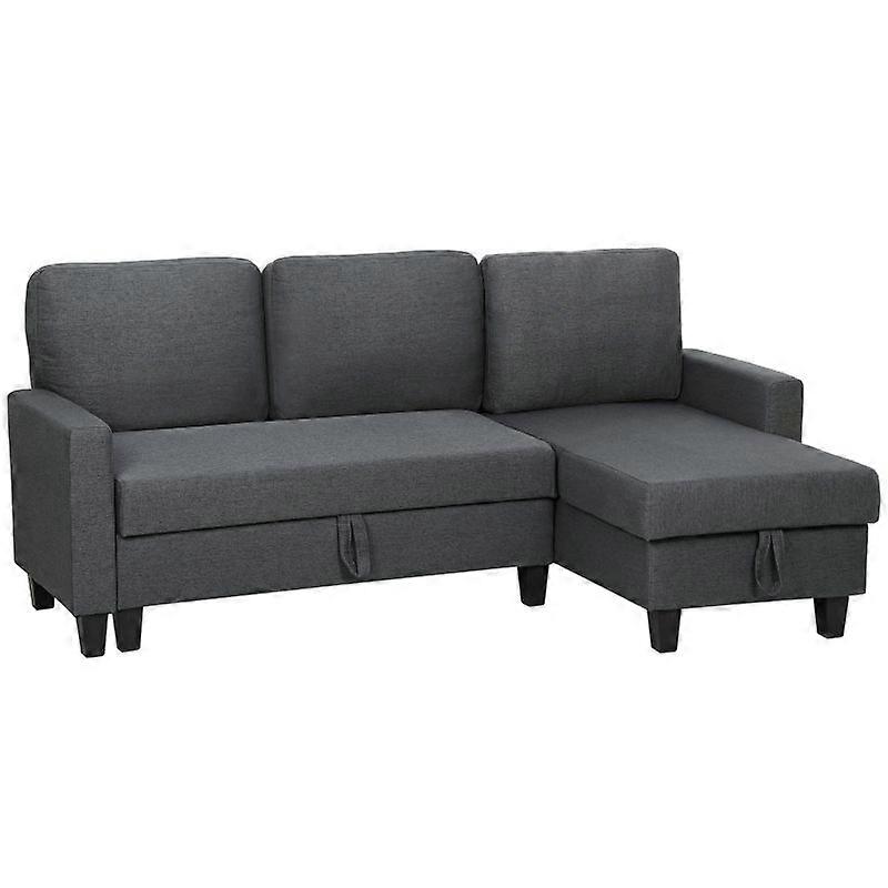Three-Seater Storage Sofa Bed -  Charcoal Grey