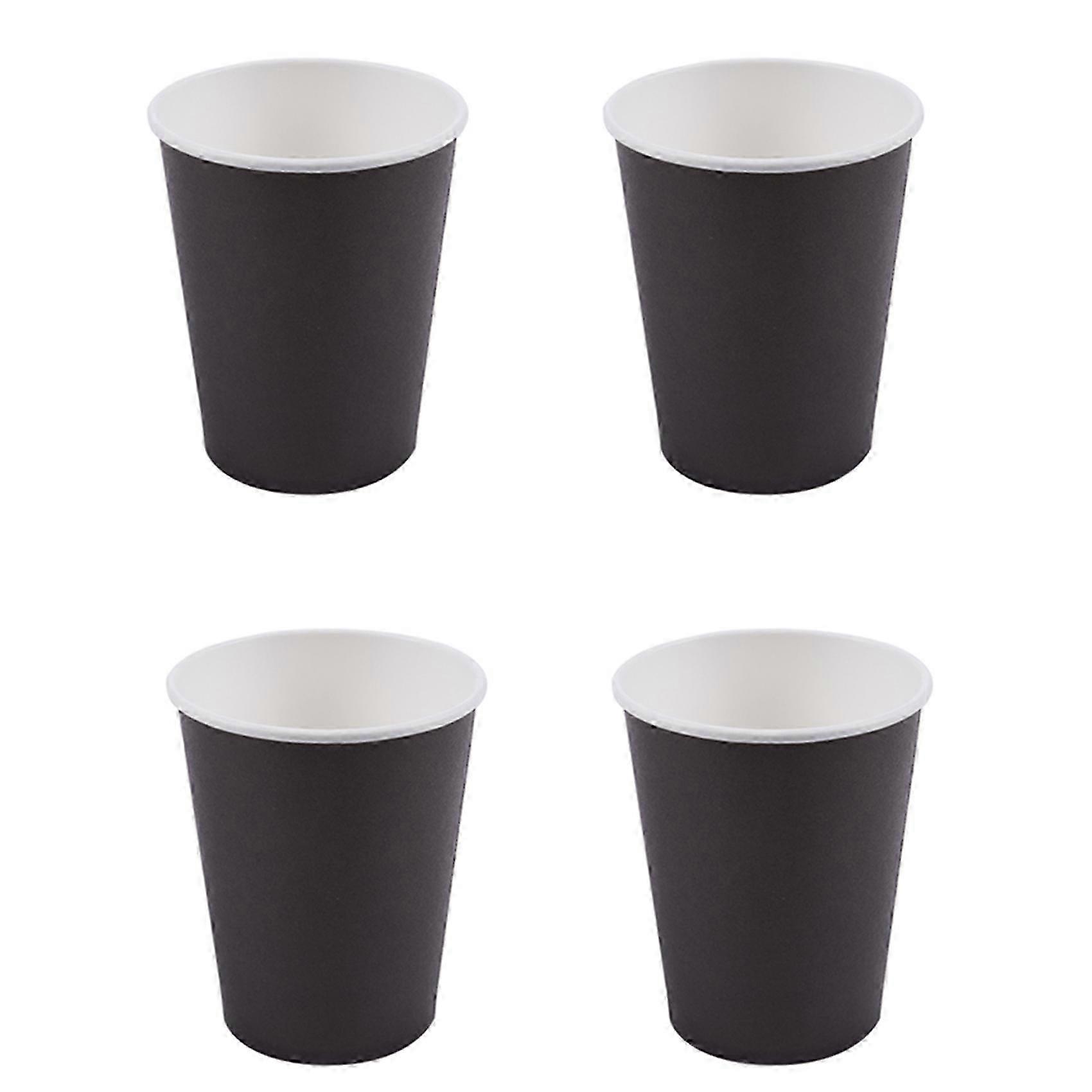 80 Paper Cups (9Oz) - Plain Solid Colours Birthday Party Tableware Catering(Black)