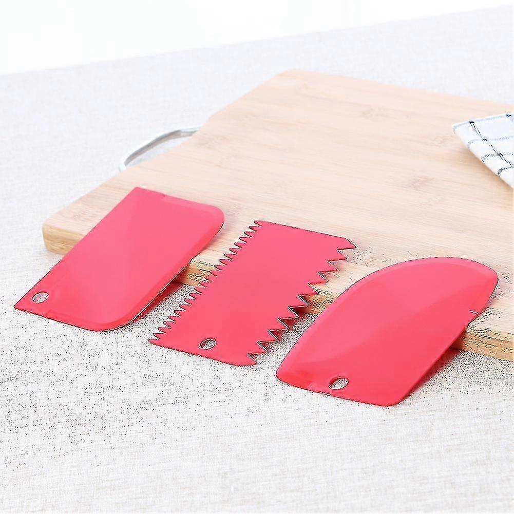 3 Pcs Cake Edge Decorating Comb Set Plastic Icing Smoother Cutters for Baking