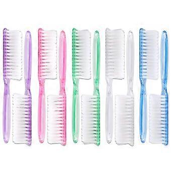 Nail Cleaning Brush with Handle Grip, Gentle Nylon Bristles, 10pcs MultiColor Manicure Pedicure Set