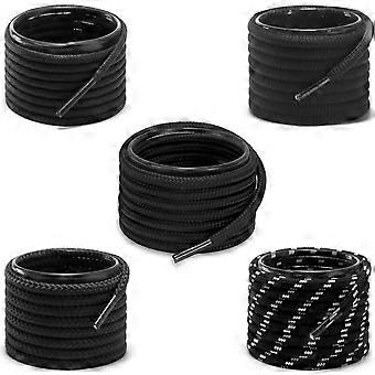 5 Pair Pack Black White Round Shoe Laces 48 Inches Durable Polyester Shoe Strings for Sneakers and Boots