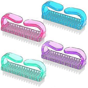 Reliable handle grip nail brush, hand fingernail brush cleaner scrubbing kit pedicure (4pack)