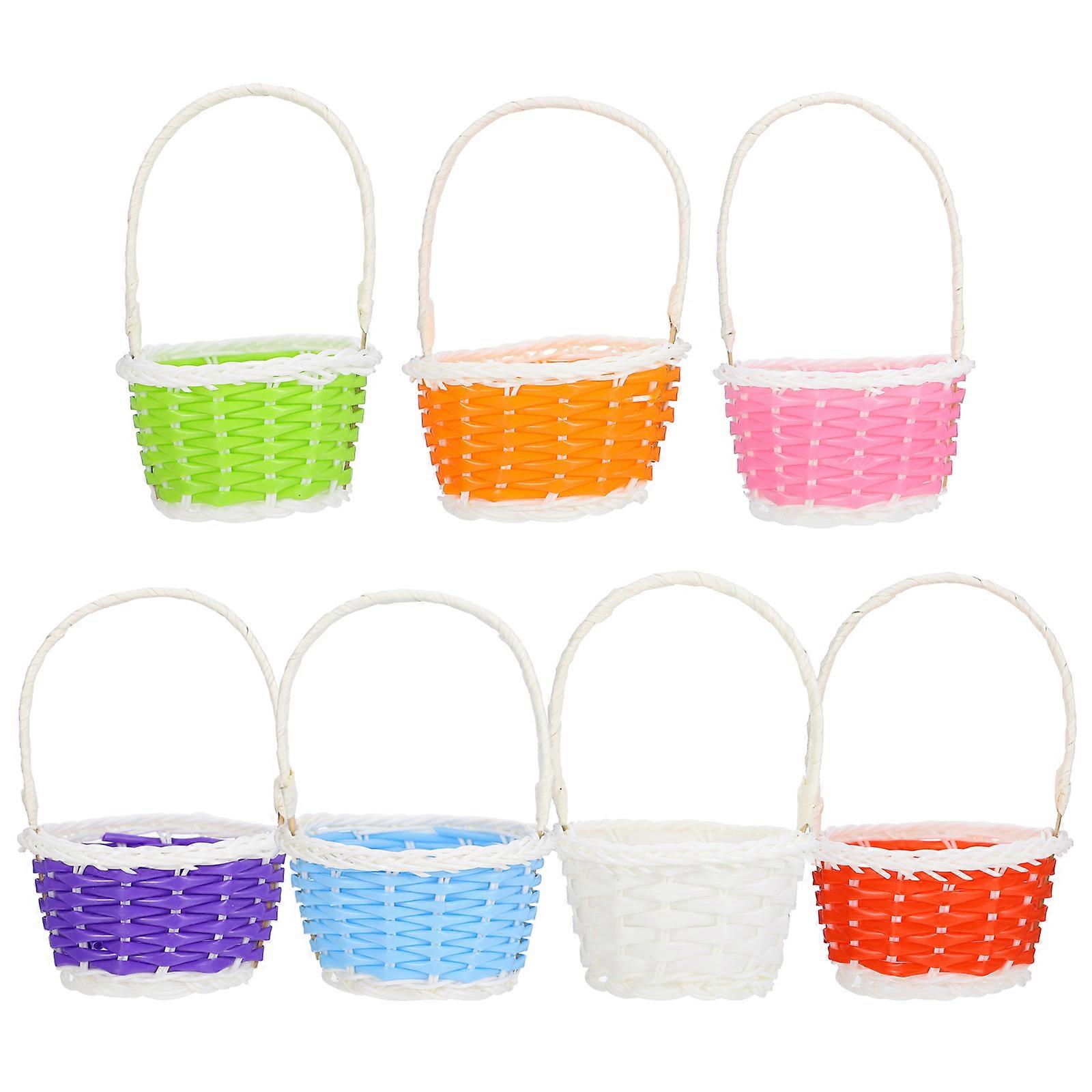 Assorted Color Plastic Easter Egg Baskets for Storage Use 7Pcs