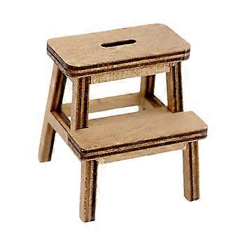 Sgabello in miniatura marrone per casa delle bambole, ideale come decorazione.