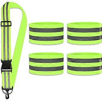 Cintura riflettente, cintura riflettente con 4 bracciali di sicurezza riflettenti