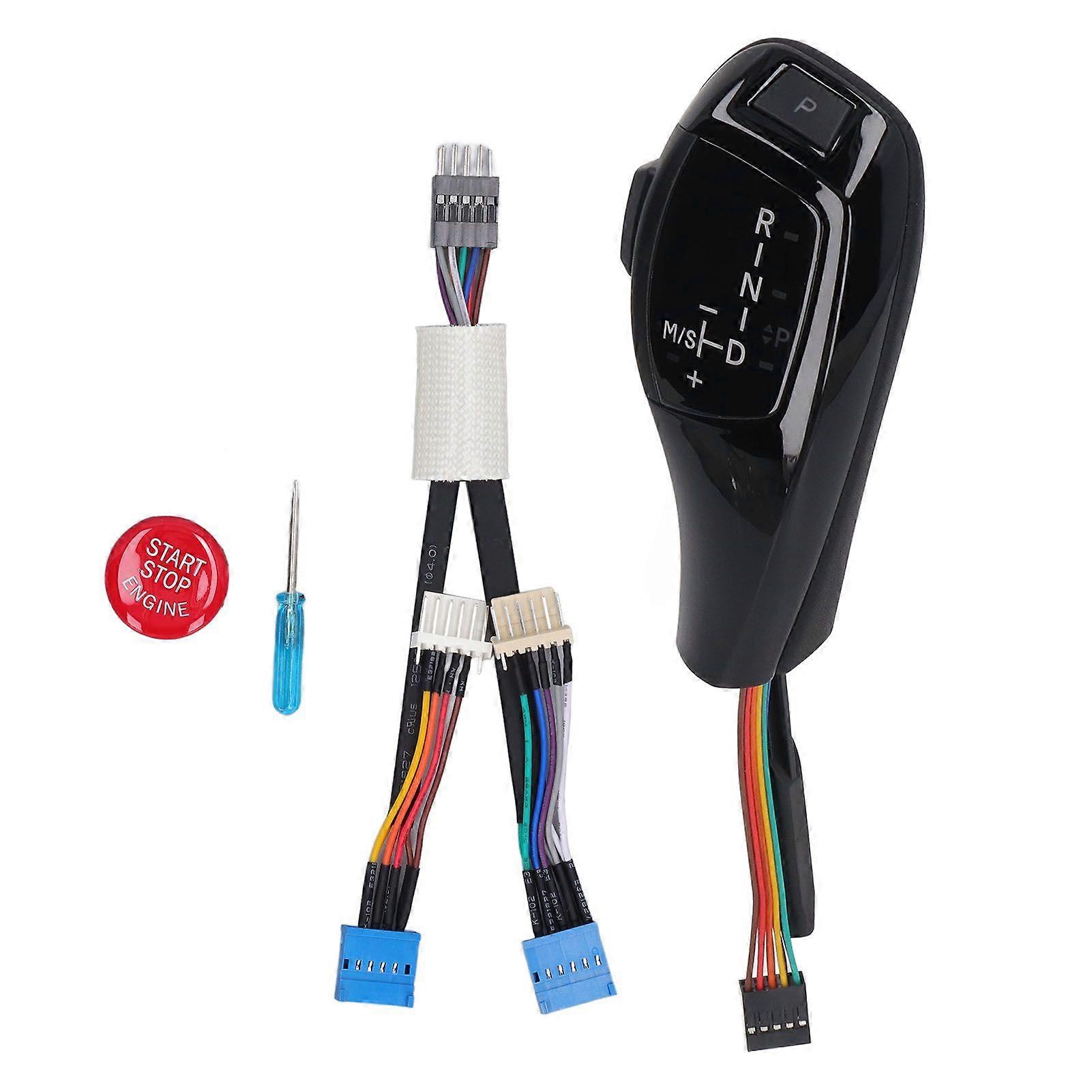 LED Automatic Gear Shift Knob Left Drive Side Red Button Smooth Replacement for X3 E83 2004?2010 Glossy Black