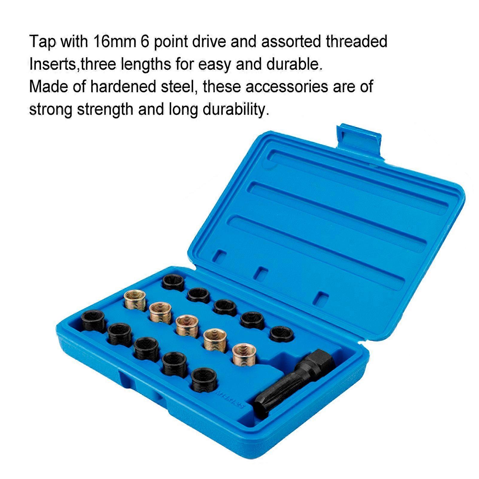 16Pcs Spark Plug Tap Thread Repair Tools Rethreading Kit