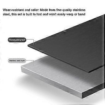 Stainless Steel Ti-coated Tableware Set Outdoor Portable dinnerware Kit Camping Picnic BBQ Bowl and Plate Kits with Storage Bag