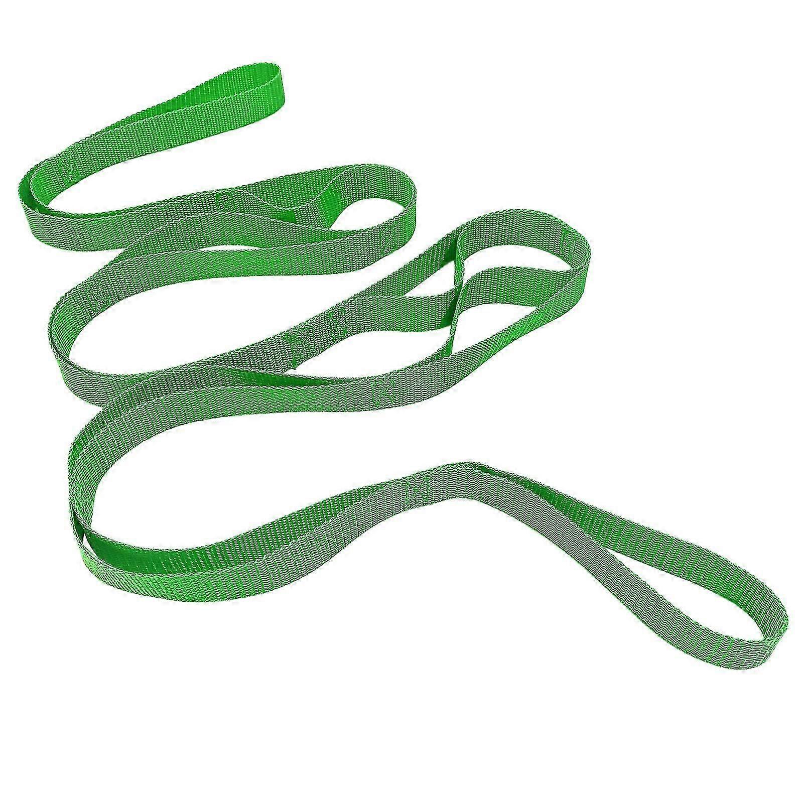 10-Loop Yoga Stretching Strap, Non-Elastic Exercise Strap for Physical Therapy, Green