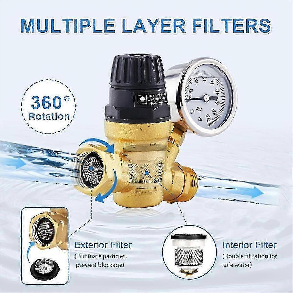 Adjustable Brass RV Water Regulator