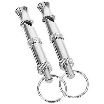 Metal Dog Training Whistles with Lanyard, Loud Clear Sound, Lightweight Portable, 2 Pcs Silver Pet Training Accessories
