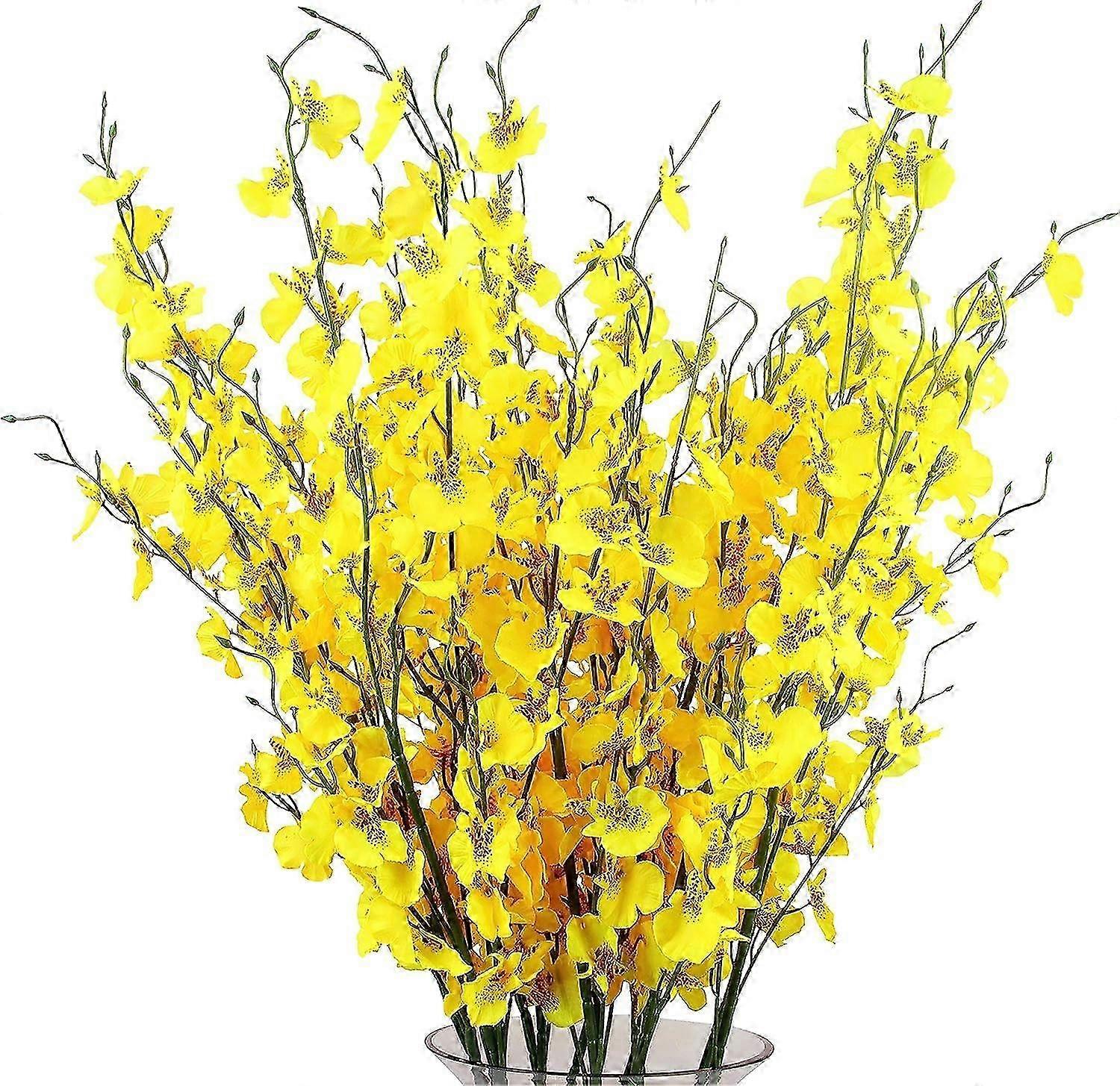 90cm Yellow Silk Orchids Adjustable Stems