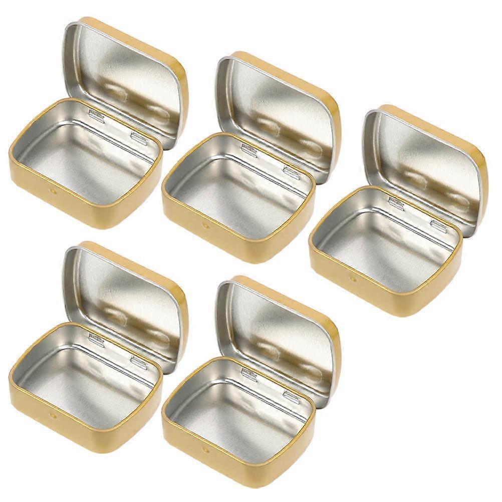 Golden Rectangular Iron Candy Boxes for Daily Use 5Pcs Small Storage