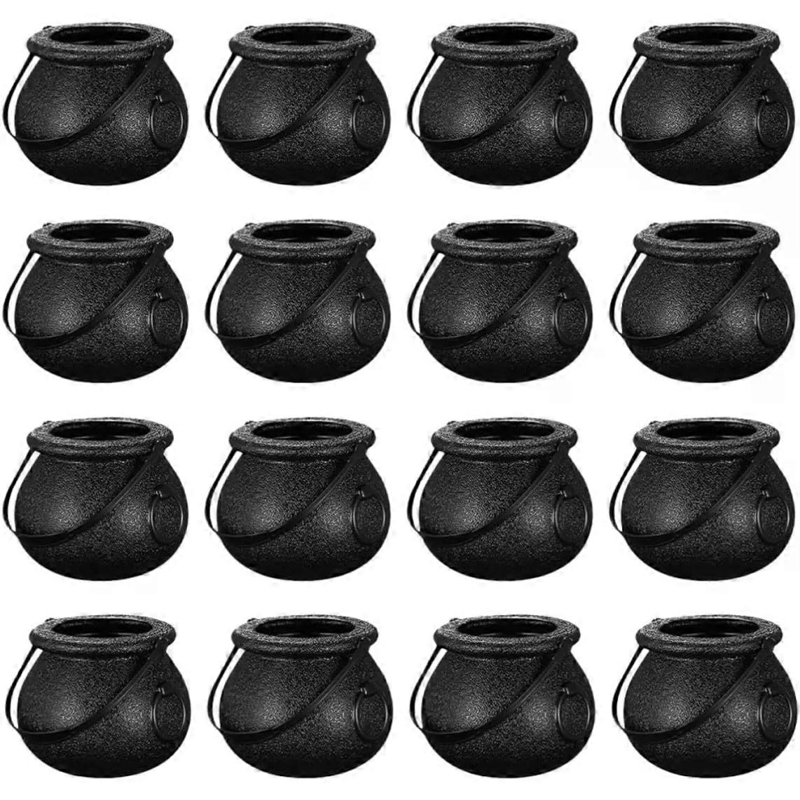 20Pcs Black Plastic Cauldron Candy Jars, Reusable Witch Kettle Pots