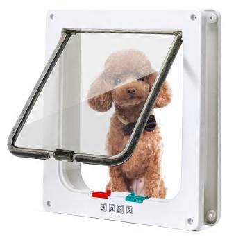 Kattenluik Hondenluik 4-weg Magnetische Sluiting voor Katten en Kleine Honden (Wit, XL)