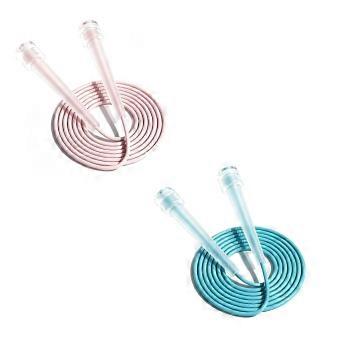Springtouw sport volwassenen 2,8 m met transparante handvatten in blauw en roze