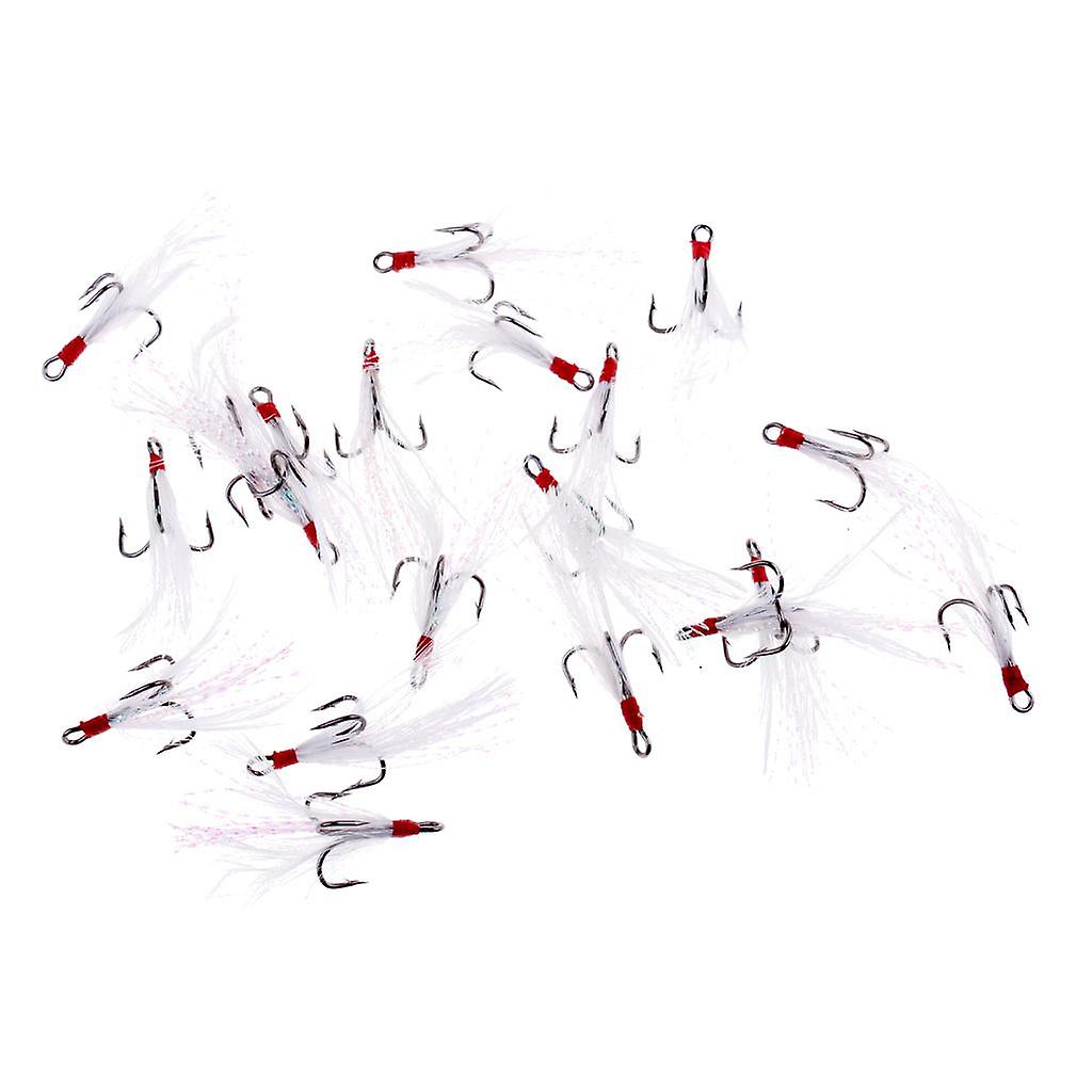 20st Fiske Treble Krokar Med Fjäder Lure Bait Hook Making Ersättning 06