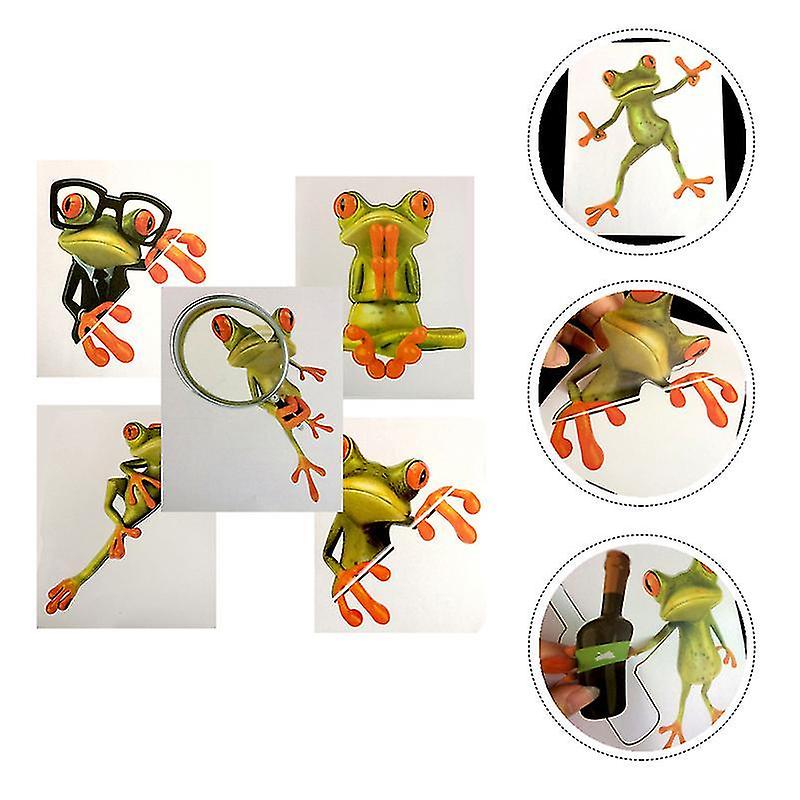 16X12cm Assorted Color Vehicle Decals 5pcs Three-dimensional Car Stickers Cartoon Frogs Car Decals (