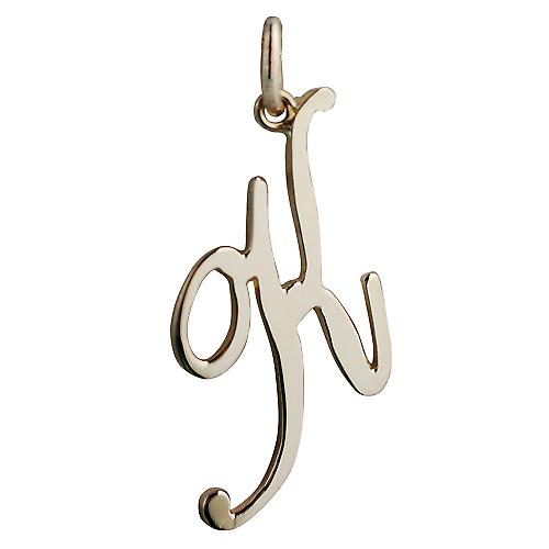 9ct Gold 30x15mm plain Initial K Pendant