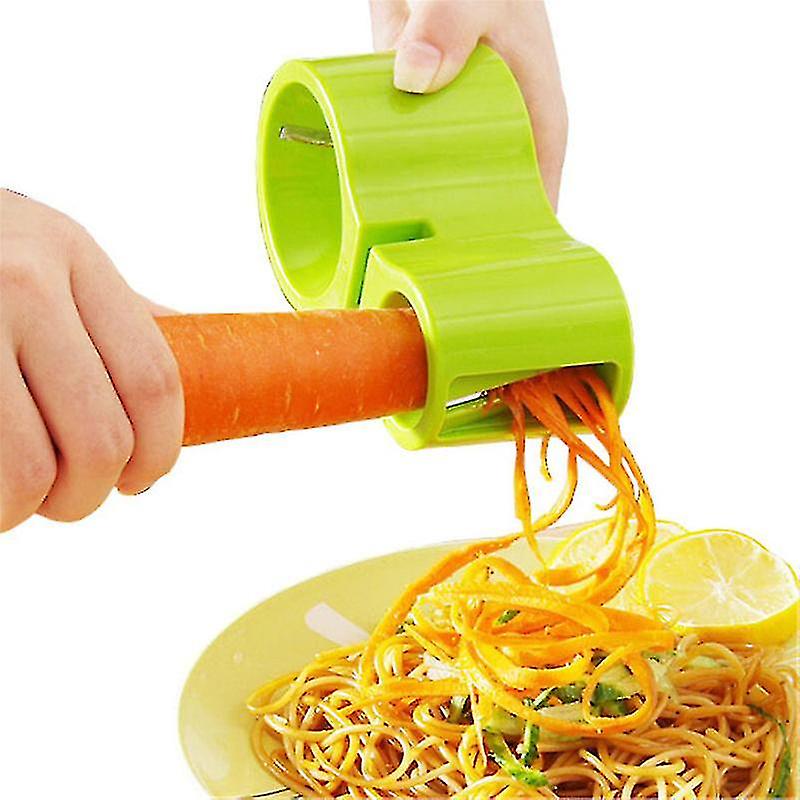 Dual Size Spiral Vegetable Cutter Ribbon Noodle Slicer Useful Kitchen Tool(1 Pcs, Green)