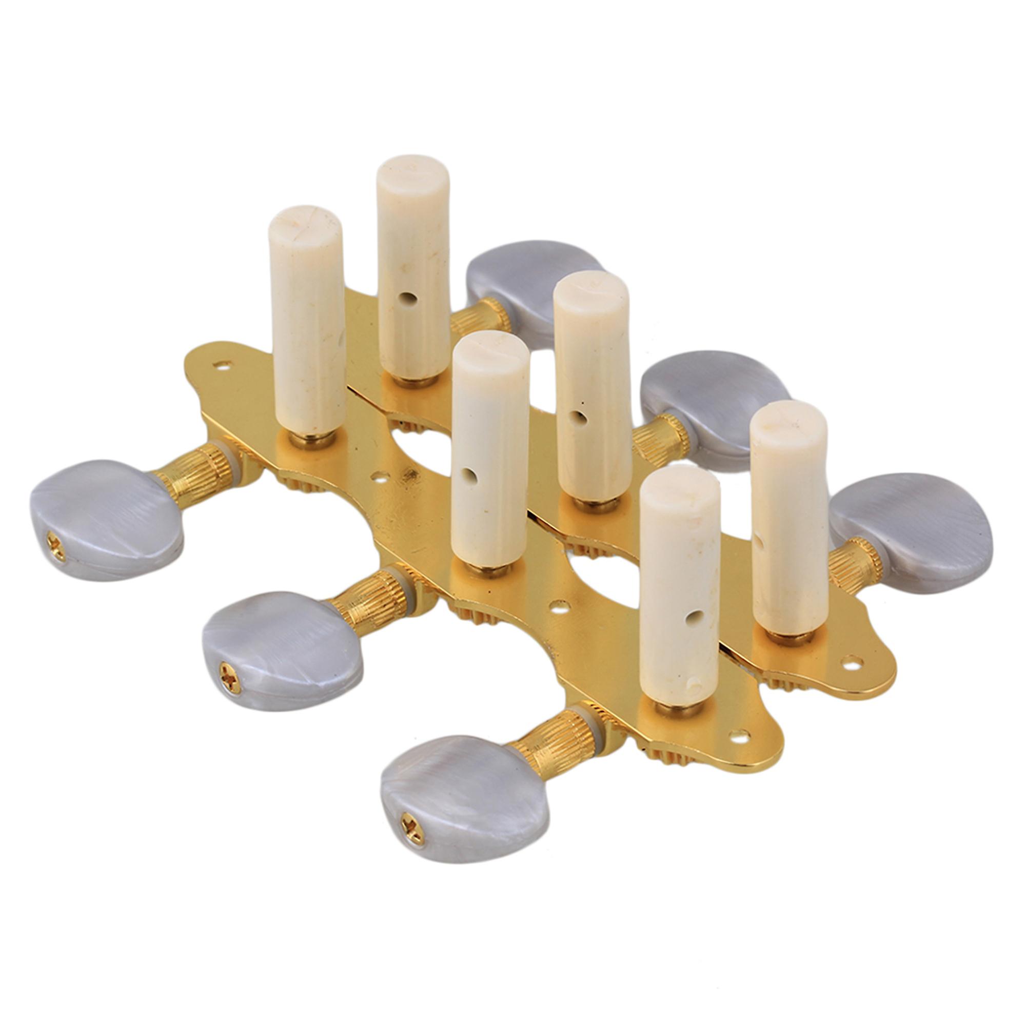 OPEN CLASSICAL GUITAR MACHINE HEADS/GOLD PLATE / WHITE PEARLOID HEAD